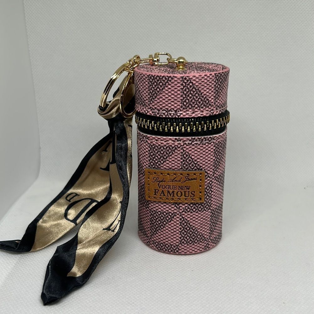 Faux Leather Coin Purse with Zipper and Keychain